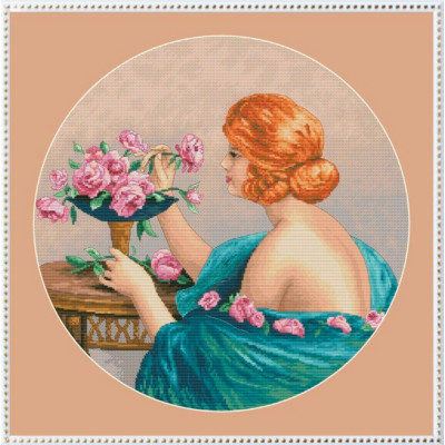 Дівчина з трояндами |  арт. VN-112 | Набір для вишивки хрестиком