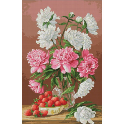 Півонії та полуниця |  арт. VN-179 | Набір для вишивки хрестиком