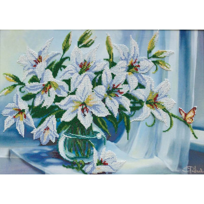 Білі лілеї |  арт. AB-335 | Набір для вишивки бісером