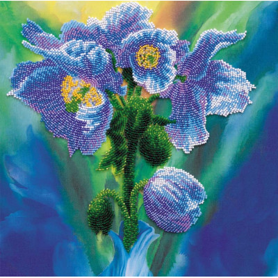 Блакитні маки |  арт. AB-566 | Набір для вишивки бісером
