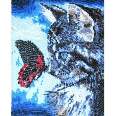 Кошеня та метелик |  арт. 596 | Набір для вишивки бісером