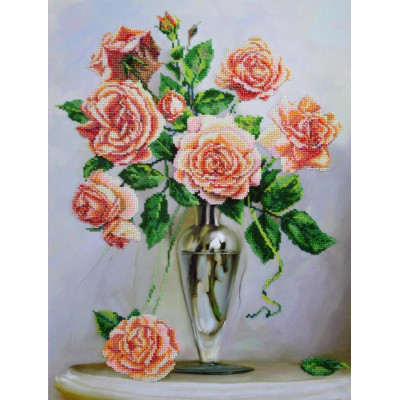 Троянди на мармуровому столику |  арт. P-248 | Набір для вишивки бісером