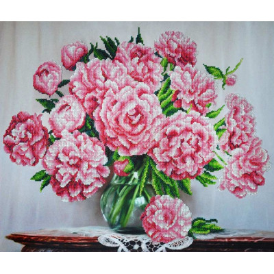 Букет рожевих півоній |  арт. P-290 | Набір для вишивки бісером