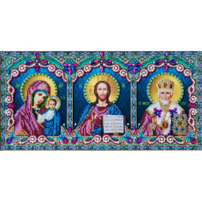 Ікона потрійна (Казанська, Спаситель, Св. Миколай Чудотворець) |  арт. Р-398 | Набір для вишивки бісером