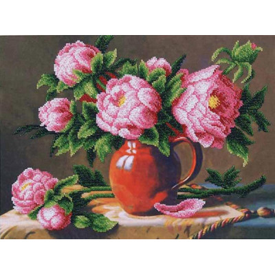 Рожеві піони |  арт. Б-054 | Набір для вишивки бісером